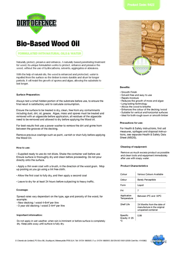 Bio Based Wood Oil Datasheet PDF 